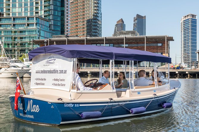 Luxury Private 90min Wine and Cheese Yarra River Cruise - Leaving Docklands on an electric boat