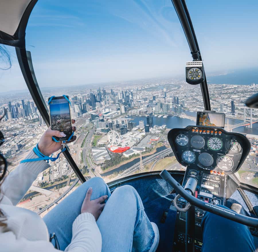 Melbourne: Private City Skyline and Bay Helicopter Ride - Looking toward the MCG and Parliament House