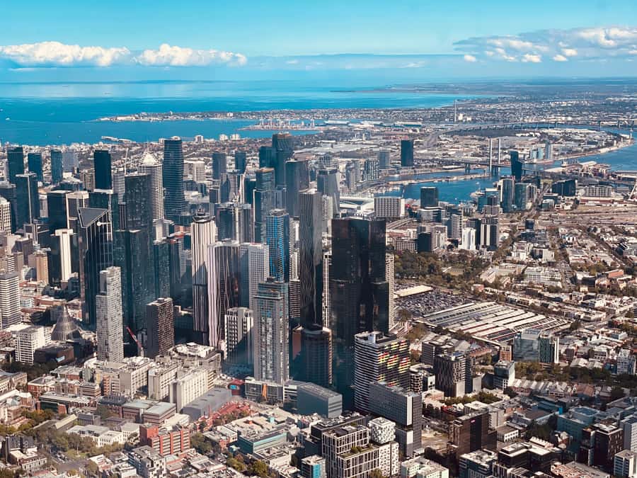 Melbourne: Private City Skyline and Bay Helicopter Ride - The Melbourne skyline with Port Phillip Bay behind it
