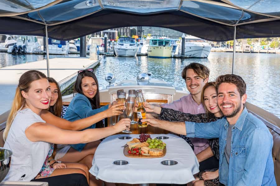 Melbourne: Private Yarra River Cruise w/ Cheese & Wine - Leaving Docklands between Cargo and Berth