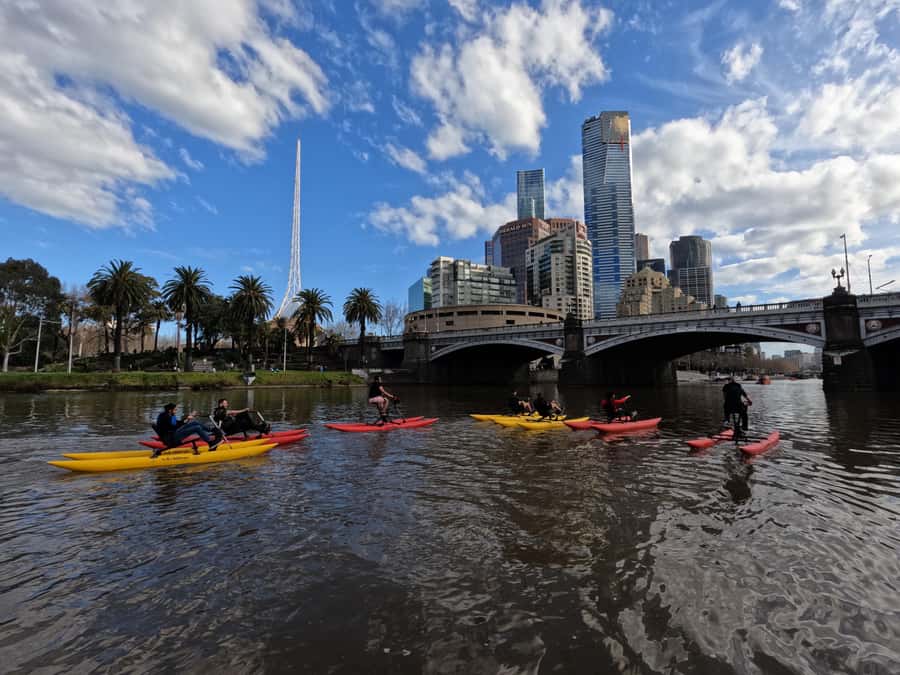 Yarra River, Melbourne Waterbike Tour - Upstream toward Melbourne’s sporting precinct